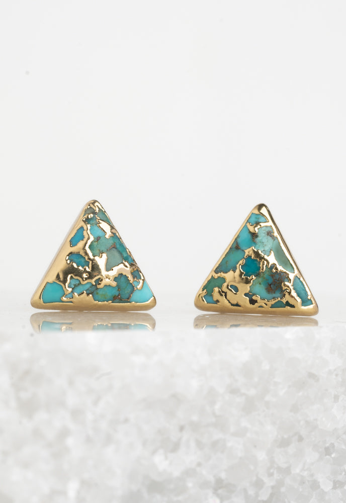Ellie Triangle Turquoise Studs