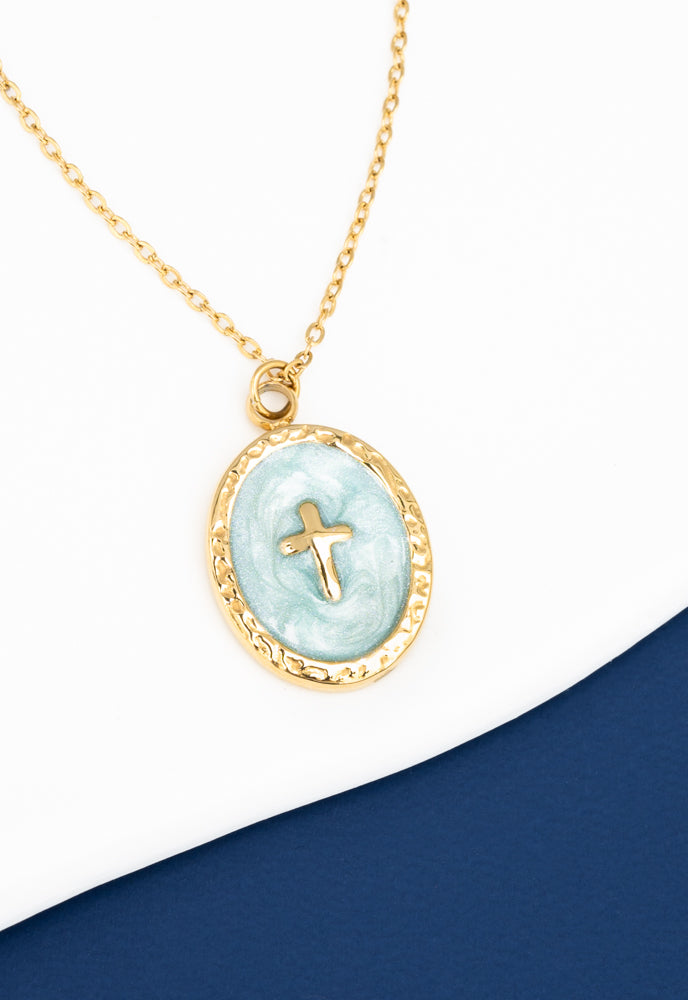 Shine Bright Cross Pendant in Mint