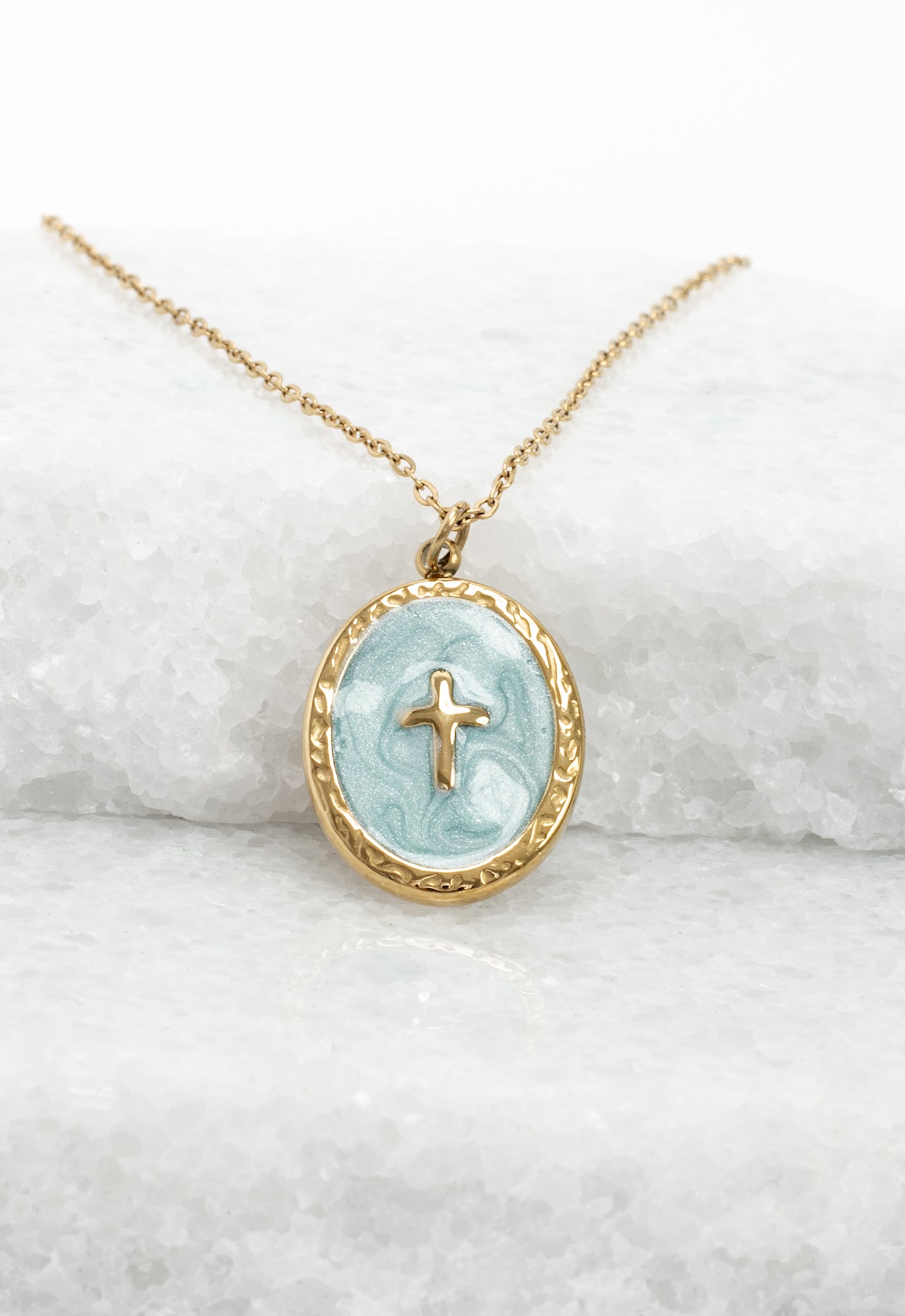 Shine Bright Cross Pendant in Mint